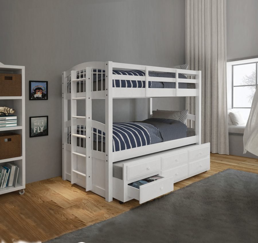 Tempat Tidur Susun Trundle Putih 1 Tempat Tidur Susun Trundle Putih