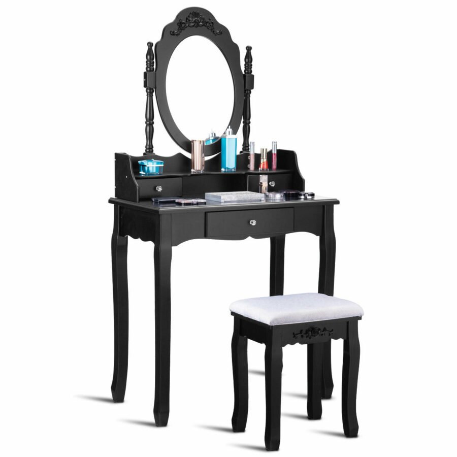 Meja Rias Mewah Modern Costway Hitam Meja Rias Mewah Modern Costway Hitam