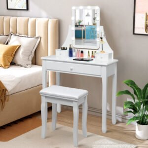 Meja Rias Salon Minimalis Bulbs Kaca