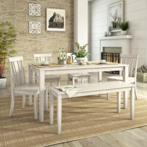Satu Set Meja Makan Bench 4 Kursi