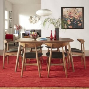 Meja Makan Kayu Minimalis 6 Kursi Lane