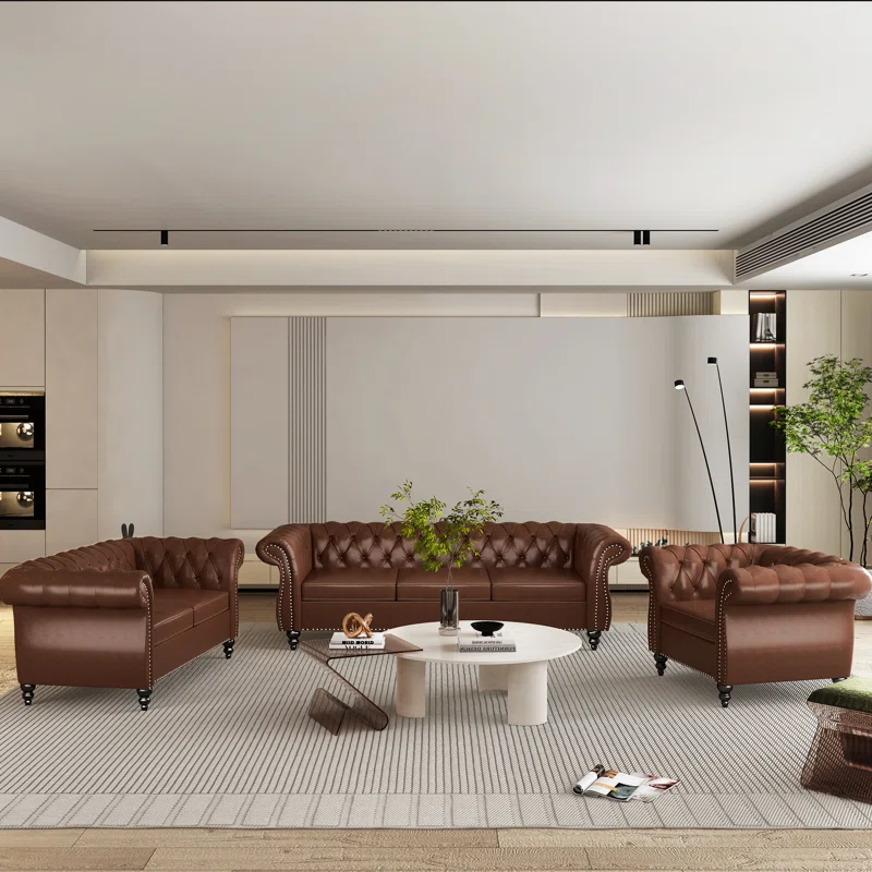 Satu Set Sofa Chesterfield Gaya Eropa Mewah 1 Satu Set Sofa Chesterfield Gaya Eropa Mewah