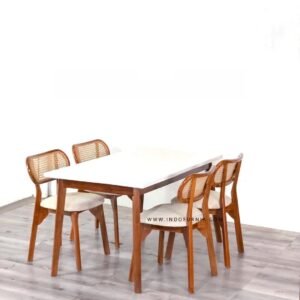 Set Meja Kursi Cafe Minimalis Rotan Kacang