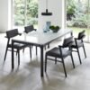 Set Meja Makan Marmer 4 Kursi Cafe Kayu Scandinavian